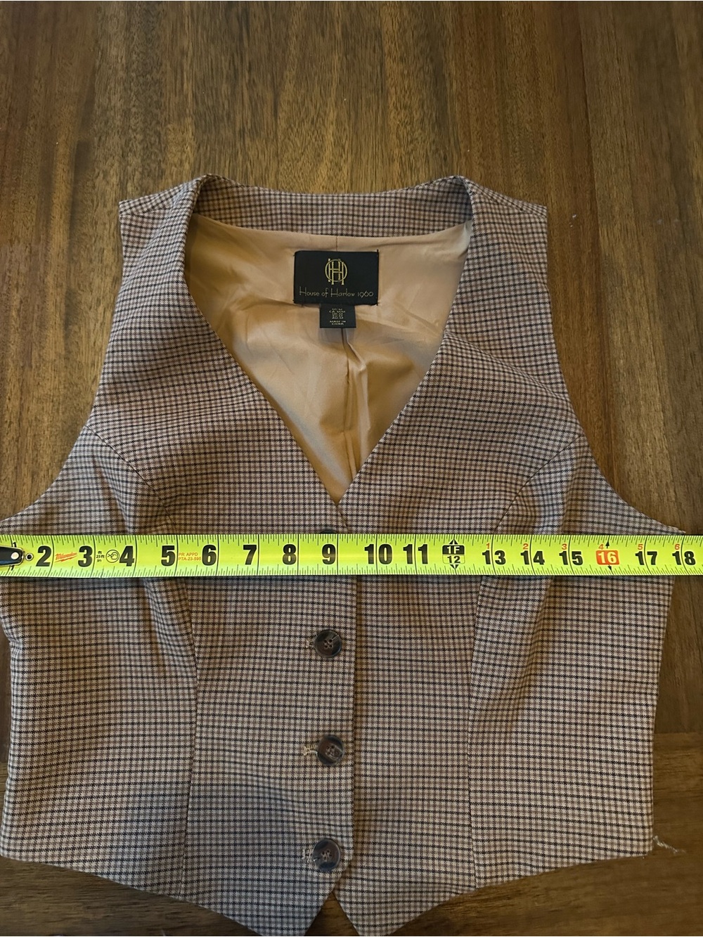 House of Harlow 1960 Brown and Cream Gingham Mini Skirt & Vest set size Medium - Picture 5 of 10